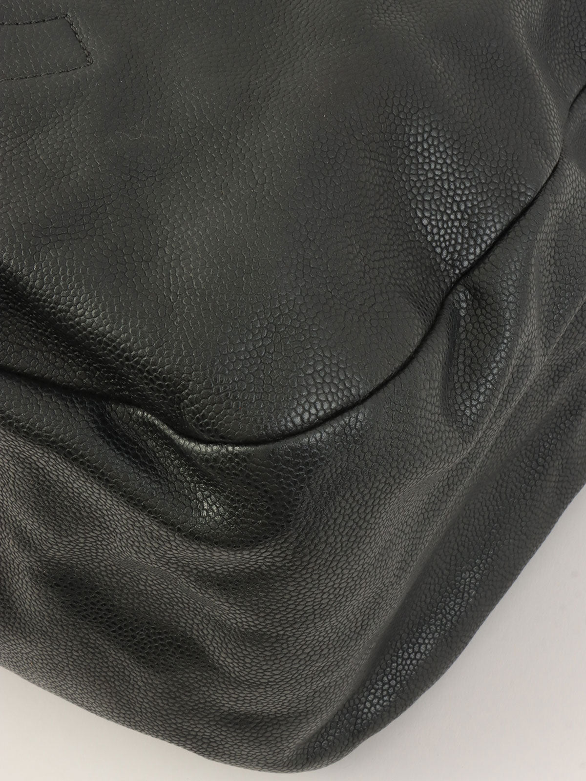 2009年頃製 キャビアスキンCCマークステッチチェーンショルダーバッグ チャコールグレー