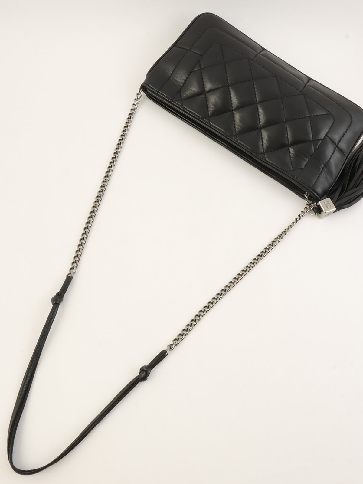 2003 CC Mark Tassel Charm Shoulder Bag Black