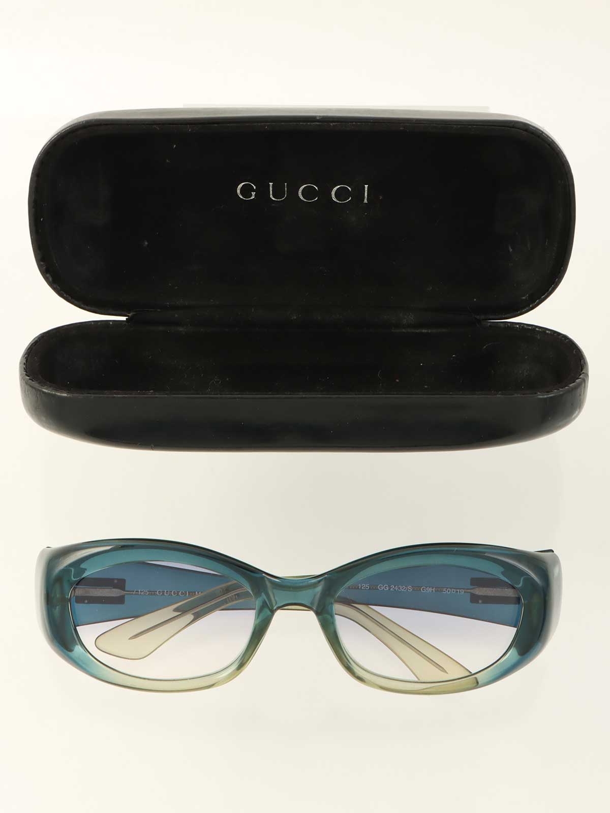 グラデーションサイドロゴプレートサングラス ブルー/グリーン