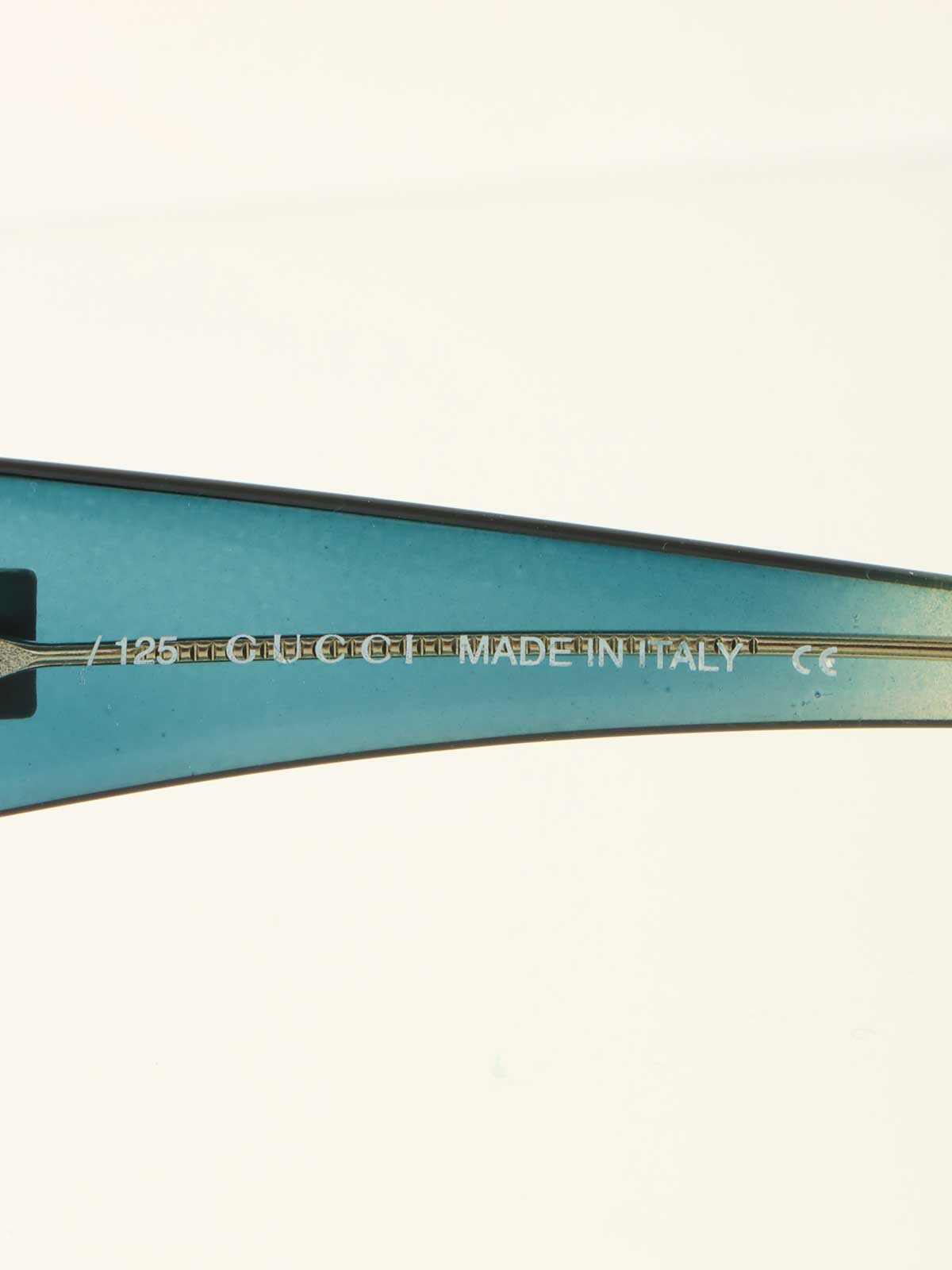 グラデーションサイドロゴプレートサングラス ブルー/グリーン