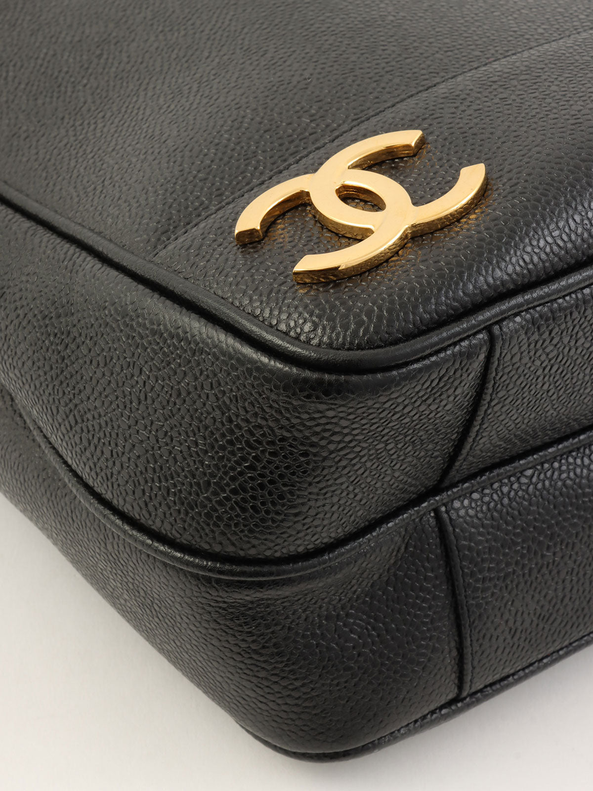 1995 Caviar Skin 6CC Mark Plate Tote Bag Black