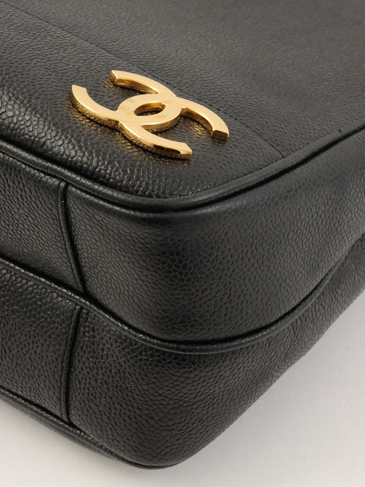 1995 Caviar Skin 6CC Mark Plate Tote Bag Black