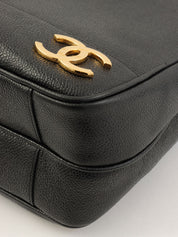 1995 Caviar Skin 6CC Mark Plate Tote Bag Black