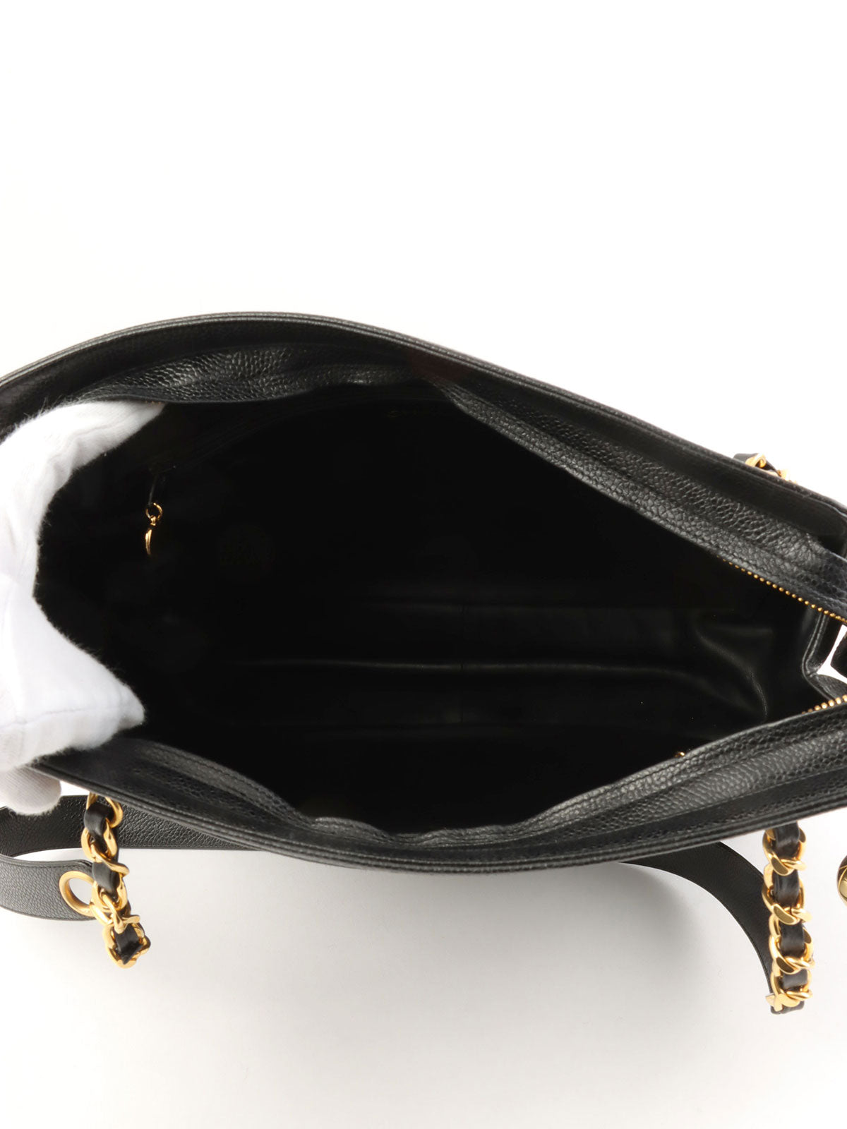 1995 Caviar Skin 6CC Mark Plate Tote Bag Black