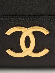 1995 Caviar Skin 6CC Mark Plate Tote Bag Black