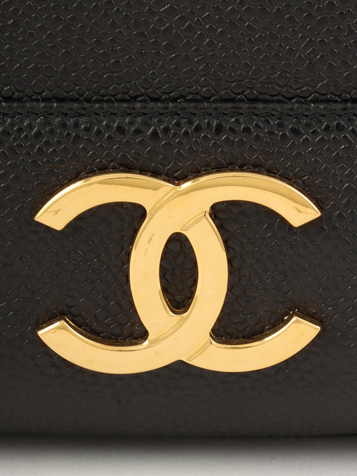 1995 Caviar Skin 6CC Mark Plate Tote Bag Black