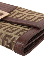 FFズッカパターンロングウォレット ベージュ/ブラウン