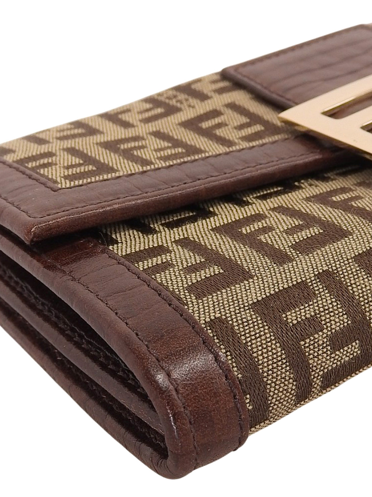 FFズッカパターンロングウォレット ベージュ/ブラウン
