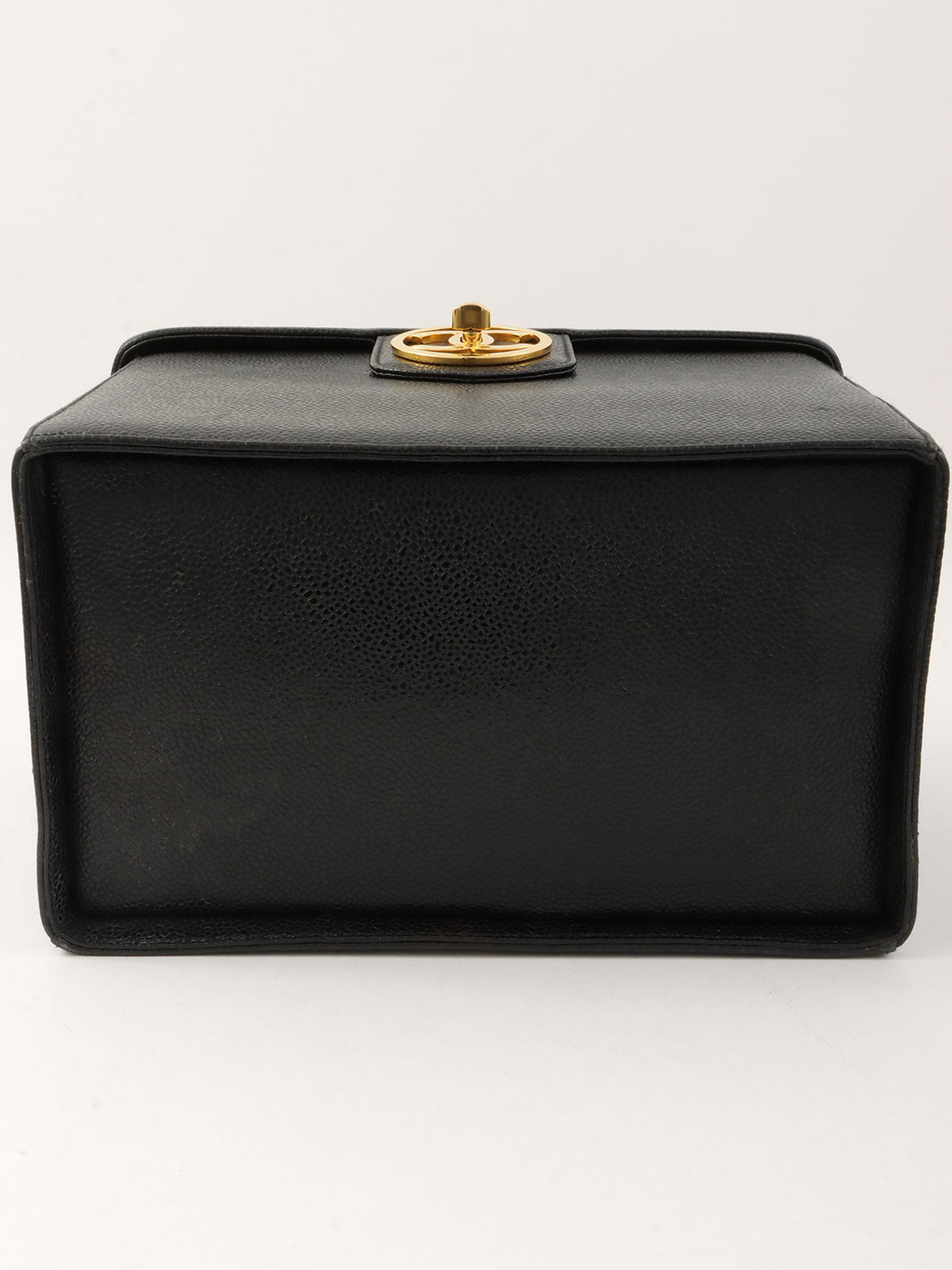 1995年頃製 キャビアスキンCCターンロック2wayバニティバッグ ブラック