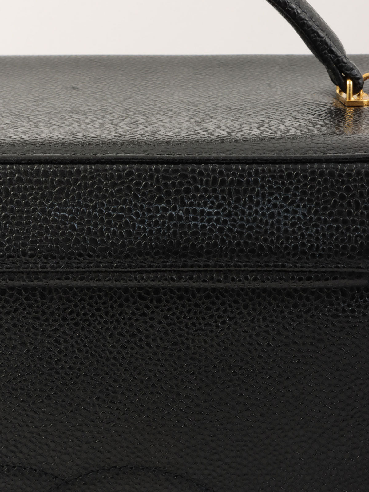 1995年頃製 キャビアスキンCCターンロック2wayバニティバッグ ブラック