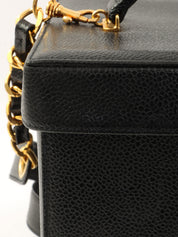 1995年頃製 キャビアスキンCCターンロック2wayバニティバッグ ブラック