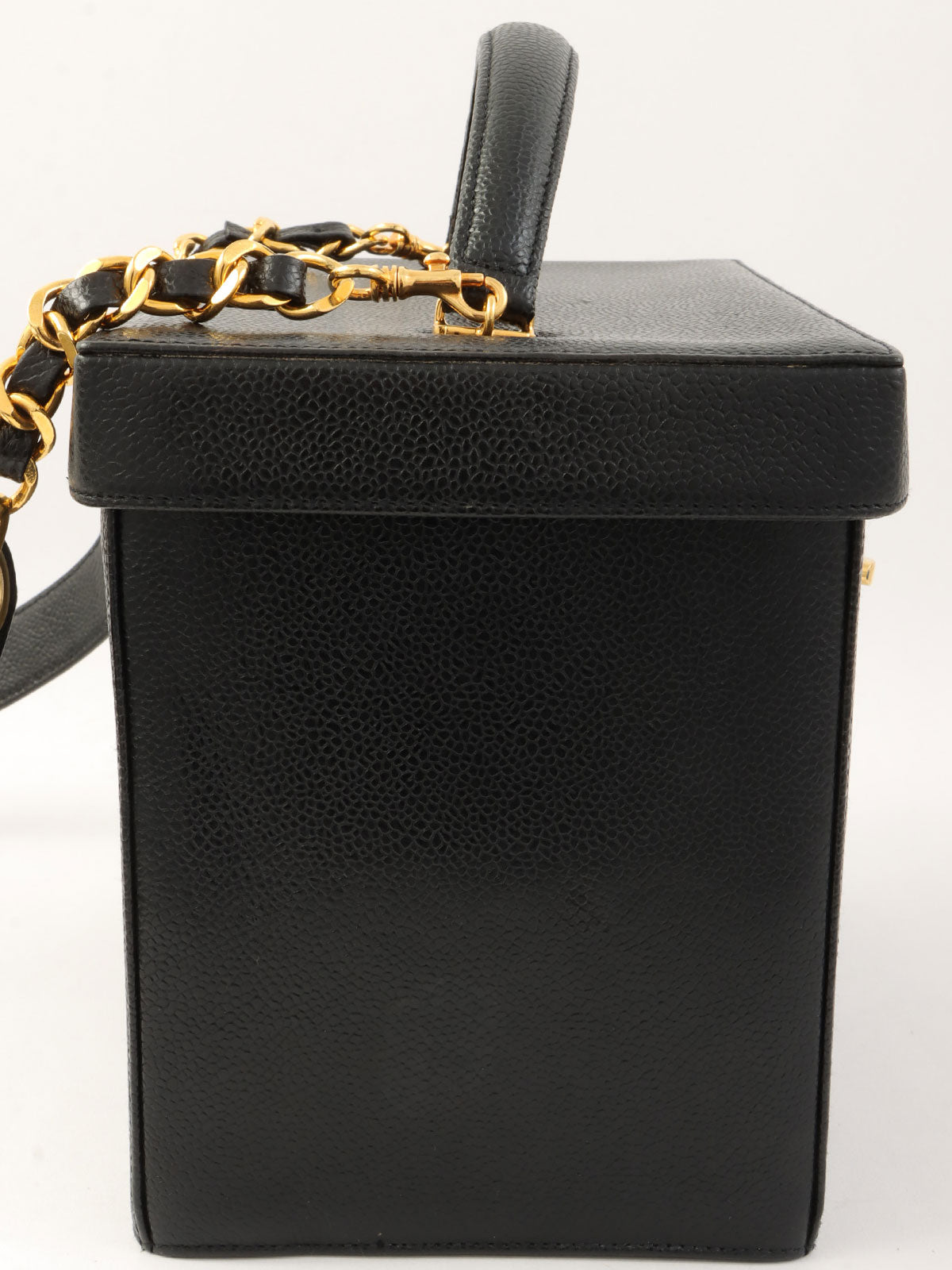 1995年頃製 キャビアスキンCCターンロック2wayバニティバッグ ブラック