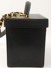 1995年頃製 キャビアスキンCCターンロック2wayバニティバッグ ブラック