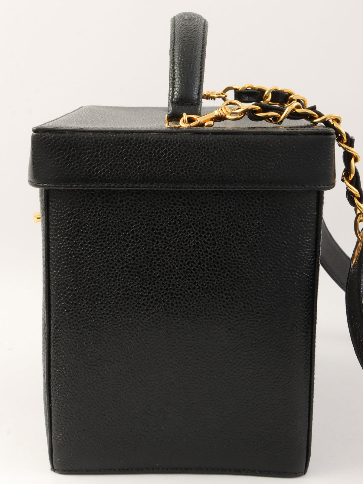 1995年頃製 キャビアスキンCCターンロック2wayバニティバッグ ブラック