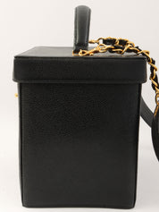 1995年頃製 キャビアスキンCCターンロック2wayバニティバッグ ブラック