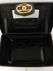 1995年頃製 キャビアスキンCCターンロック2wayバニティバッグ ブラック