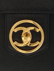 1995年頃製 キャビアスキンCCターンロック2wayバニティバッグ ブラック