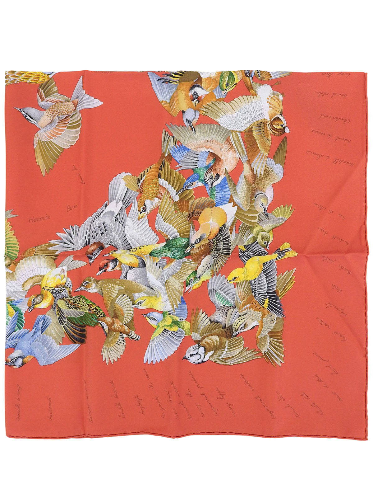 カレ90 Lintrusパターンスカーフ オレンジ/マルチ