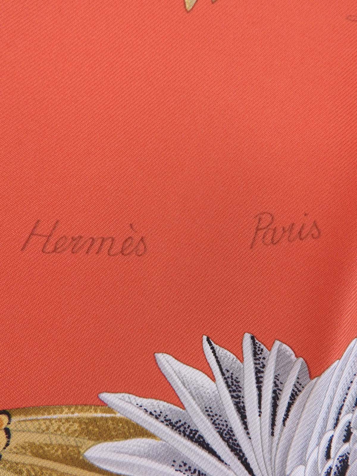 カレ90 Lintrusパターンスカーフ オレンジ/マルチ