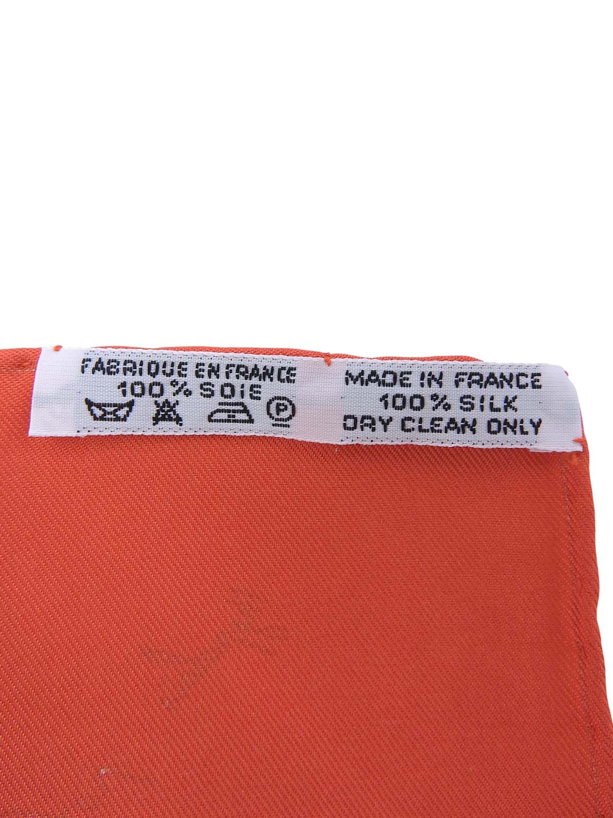 カレ90 Lintrusパターンスカーフ オレンジ/マルチ