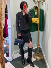 ウールバイカラーセットアップ グレー/ブラウン