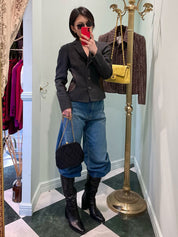 ウールバイカラーセットアップ グレー/ブラウン