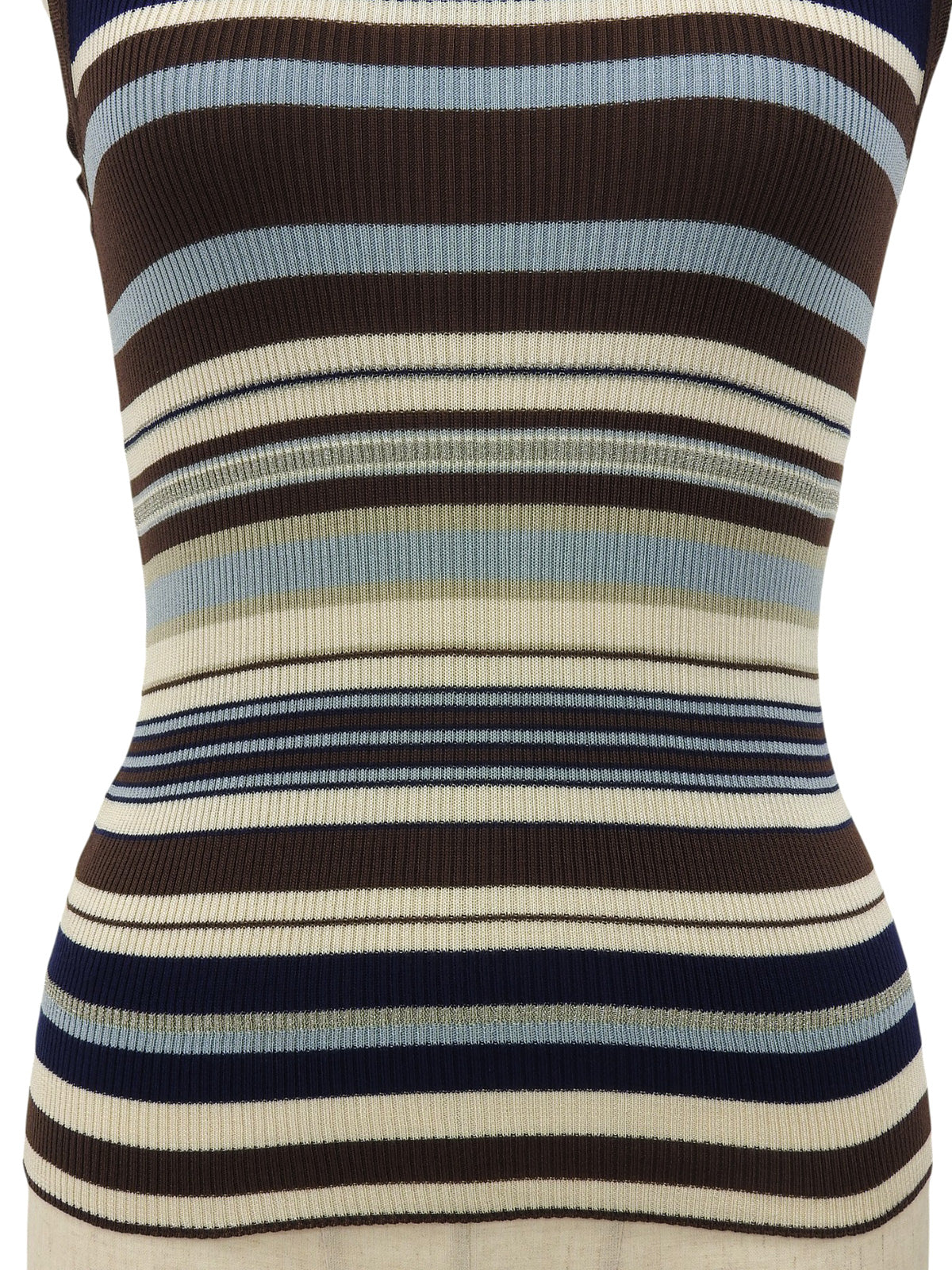 Silk Border Pattern Sleeveless Knitwear in Brown/Multi