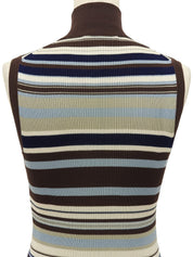 Silk Border Pattern Sleeveless Knitwear in Brown/Multi