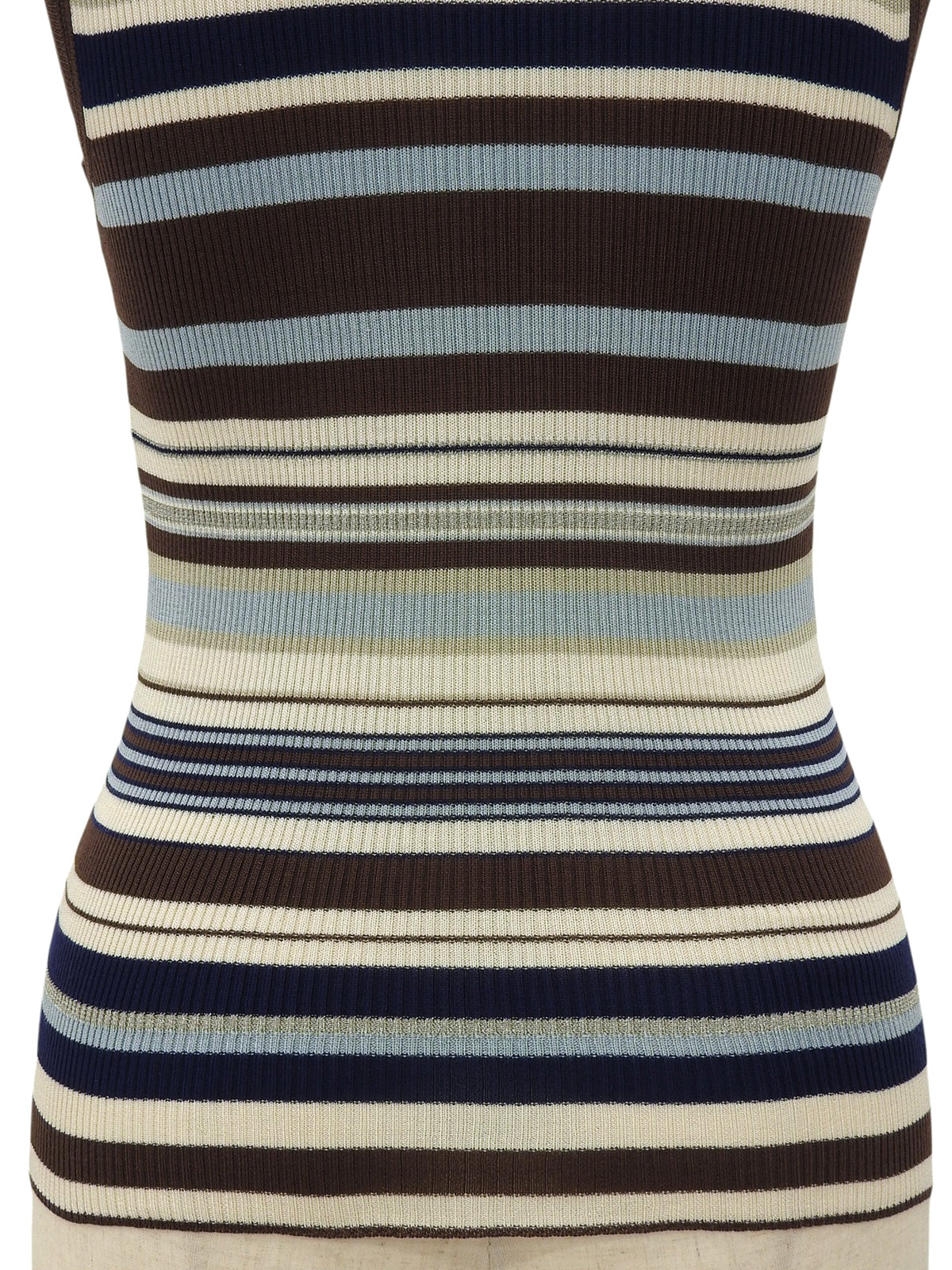 Silk Border Pattern Sleeveless Knitwear in Brown/Multi