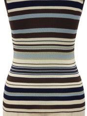 Silk Border Pattern Sleeveless Knitwear in Brown/Multi