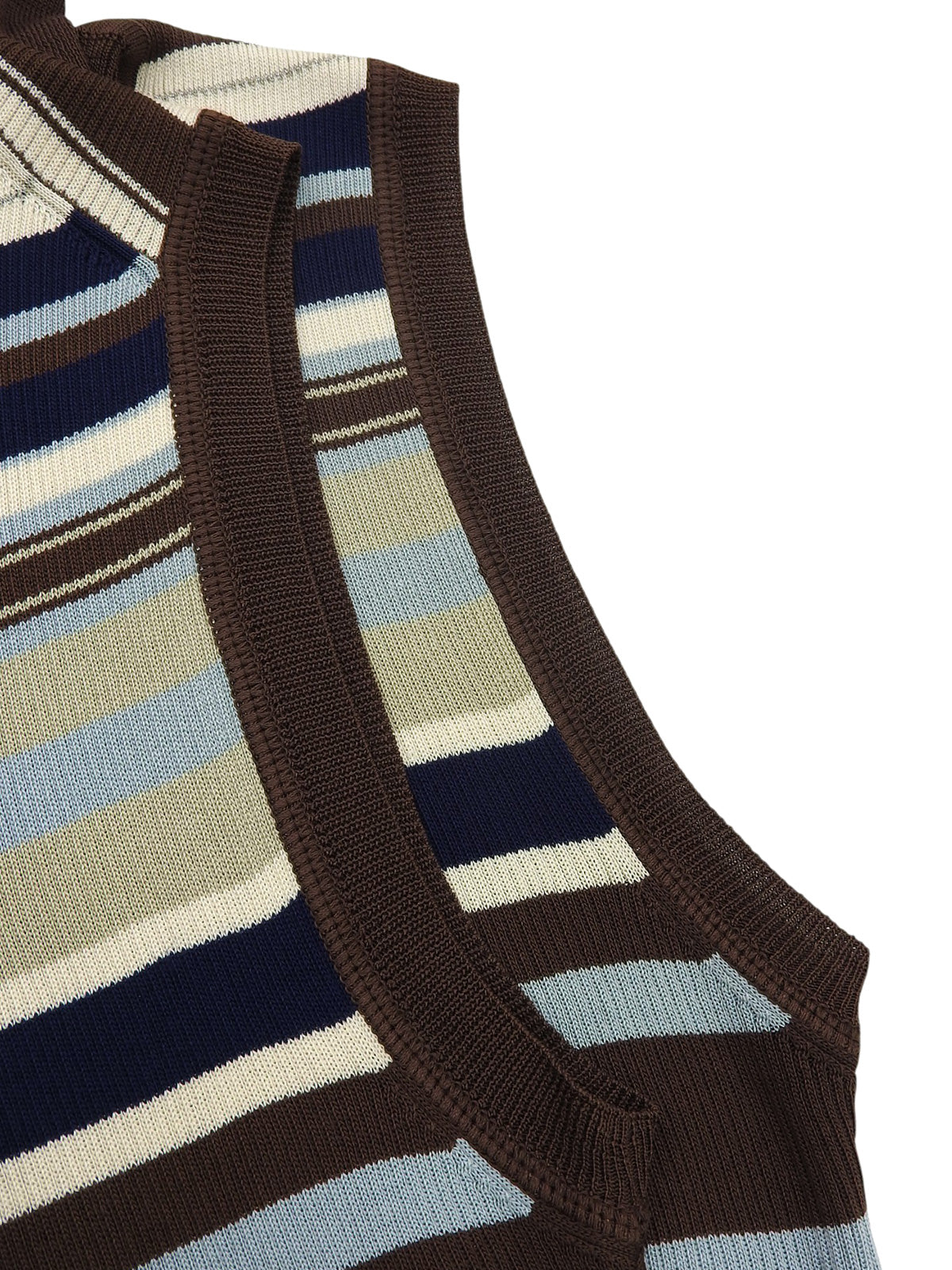 シルクボーダーパターンノースリーブニット ブラウン/マルチ