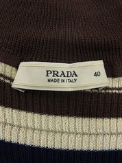 Silk Border Pattern Sleeveless Knitwear in Brown/Multi