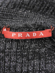 ウールラメ半袖ニットトップス グレー