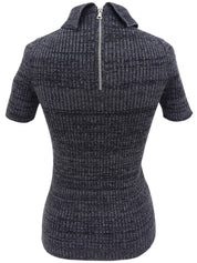 ウールラメ半袖ニットトップス グレー