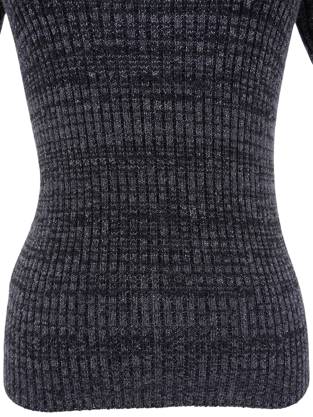 ウールラメ半袖ニットトップス グレー