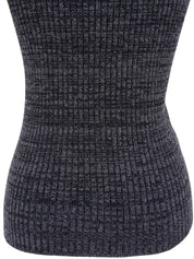 ウールラメハーフスリーブニットトップス グレー