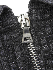 ウールラメハーフスリーブニットトップス グレー