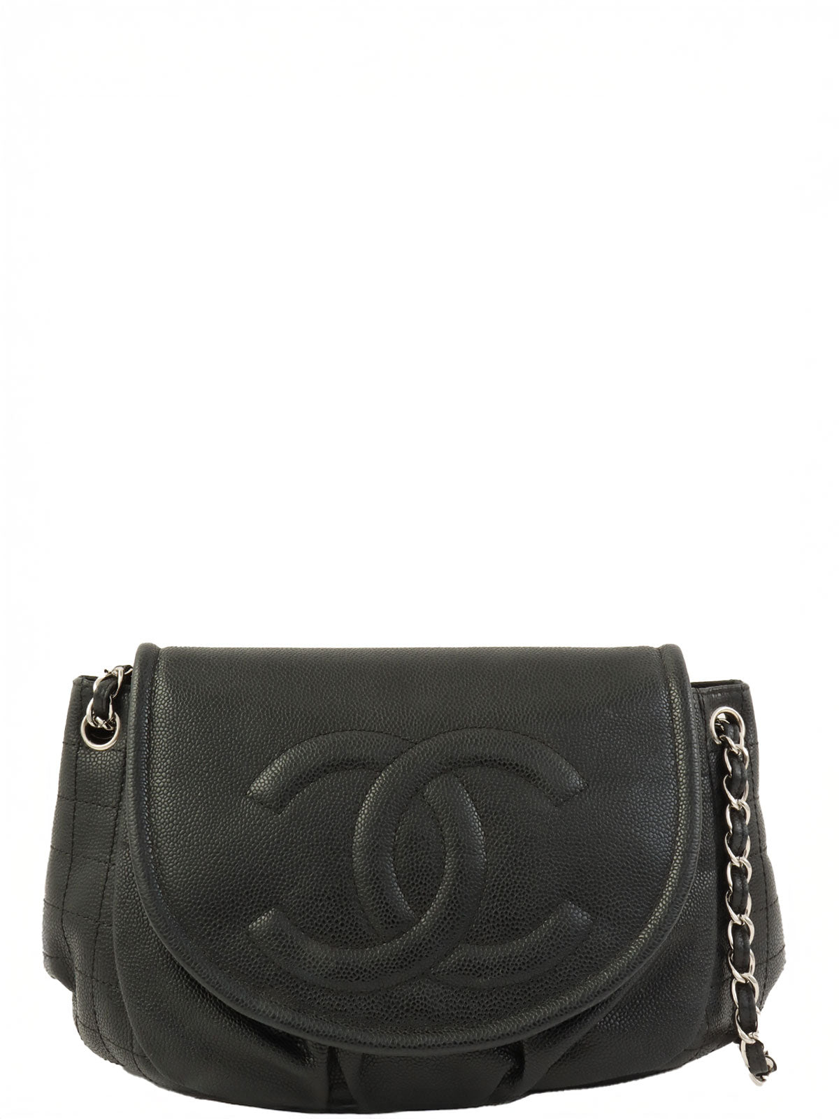 2011年頃製　CCマークハーフムーンチェーンショルダーバッグ　ブラック