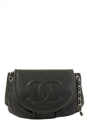 2011年頃製　CCマークハーフムーンチェーンショルダーバッグ　ブラック