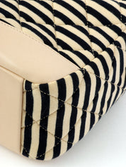 2014年頃製 コットンボーダーパターンCCマークチェーントートバッグ ベージュ/ブラック