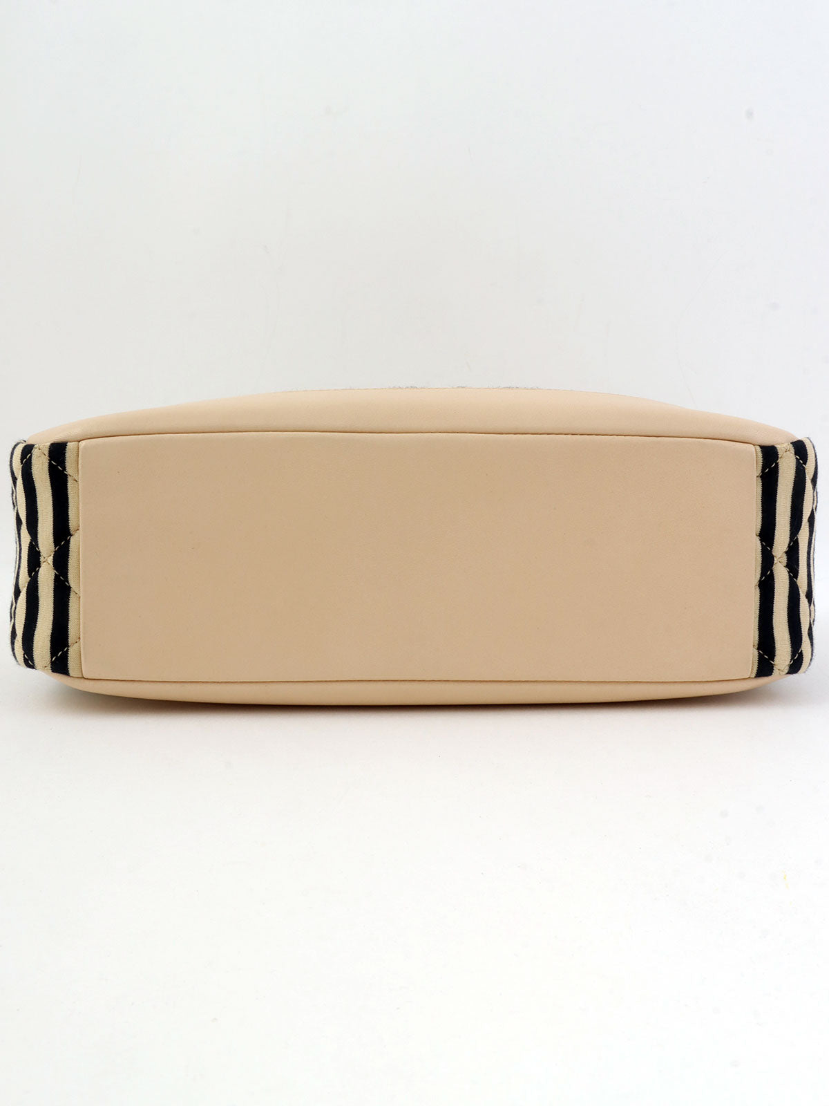 2014年頃製 コットンボーダーパターンCCマークチェーントートバッグ ベージュ/ブラック