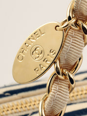 2014年頃製 コットンボーダーパターンCCマークチェーントートバッグ ベージュ/ブラック