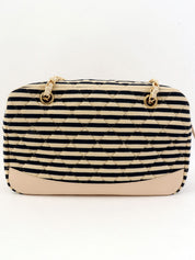 2014年頃製 コットンボーダーパターンCCマークチェーントートバッグ ベージュ/ブラック