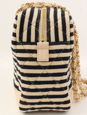 2014年頃製 コットンボーダーパターンCCマークチェーントートバッグ ベージュ/ブラック