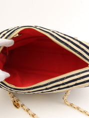 2014年頃製 コットンボーダーパターンCCマークチェーントートバッグ ベージュ/ブラック