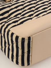 2014年頃製 コットンボーダーパターンCCマークチェーントートバッグ ベージュ/ブラック