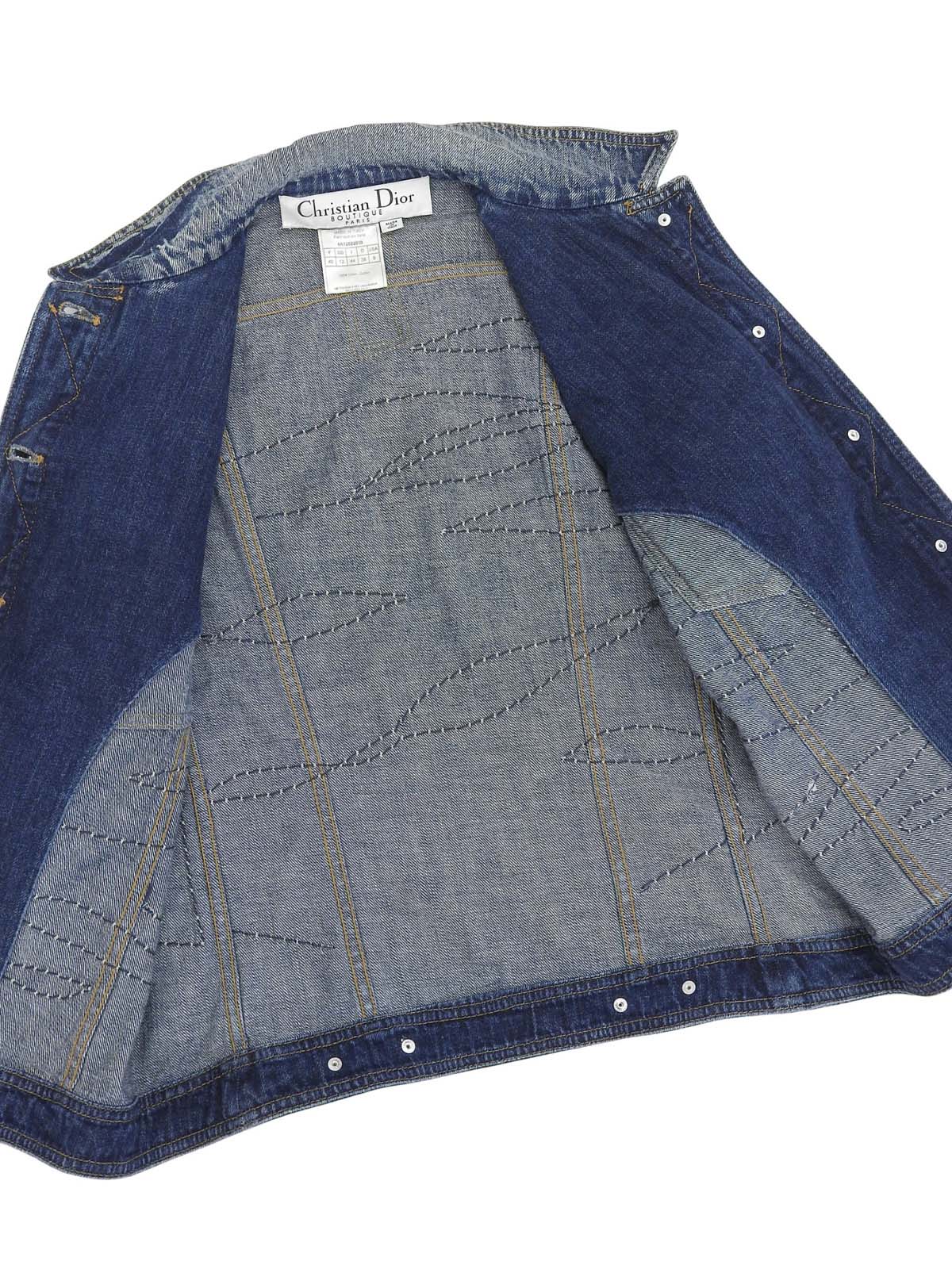 デニムステッチデザインロゴボタンジャケット ブルー