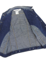 デニムステッチデザインロゴボタンジャケット ブルー