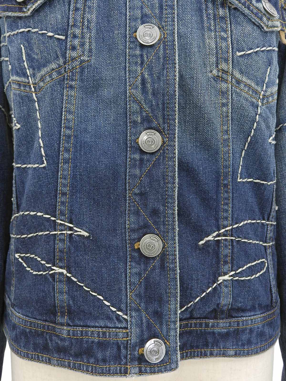 デニムステッチデザインロゴボタンジャケット ブルー