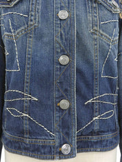 デニムステッチデザインロゴボタンジャケット ブルー